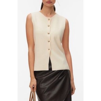 Vero Moda Saba Button Front Sweater Vest in Birch at Nordstrom Rack, Size X-Large