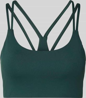 Fabletics Slim Fit Sport-BH mit Logo-Print Modell Principal in Dunkelgruen, Gr&ouml;&szlig;e XL