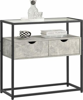 SoBuy Sobuy - Mesa De Consola Mesa De Cristal Templado Con 2 Cajones 81 X 35 X 78 Cm Fsb54-hg Es