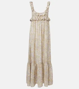 Chlo&eacute; Chlo&eacute; Floral ruffled silk charmeuse maxi dress