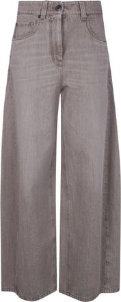 Brunello Cucinelli Jeans, Dames, Beige, M, Wide Jeans