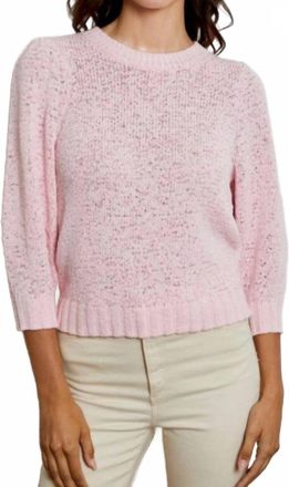 Design History Elbow Puff Sleeve Sweater In Pink Posie
