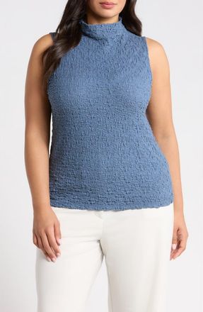 Eileen Fisher Textured Organic Cotton Blend Tank in Cold Spray at Nordstrom, Size 1X