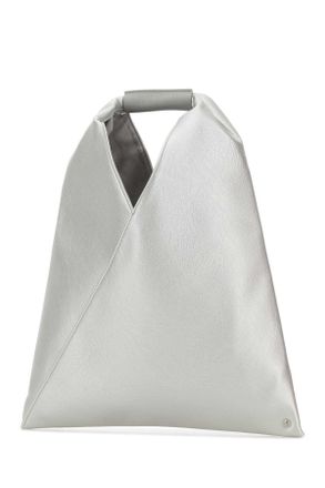 Maison Margiela Womens Silver Synthetic Leather Japanese Handbag Poliuretanica Borse A Mano