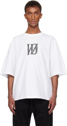 【関税込み】We11done ホワイト スパークルロゴ 長袖Tシャツ White Spark Logo T-shirt by We11done on Sale
