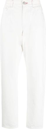Moorer logo-patch straight-leg jeans - women - Cotton/Cotton/Polyester - 46 - White