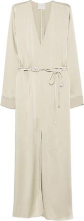 Forte_Forte Belted Satin-finish Maxi Dress
