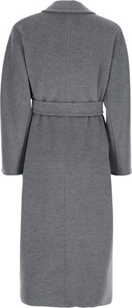 Max Mara Womens Double-Breasted Coat Madame Grey Wool-Cashmere Virgin Wool