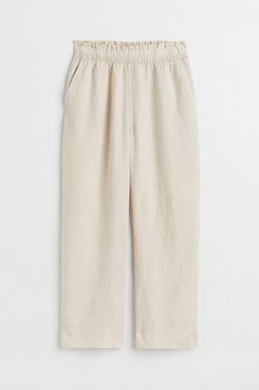 H&M Kn&ouml;chellange Leinenhose - Hellbeige
