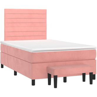 vidaXL Vidaxl - Cama Box Spring Con Colch&oacute;n Terciopelo Rosa 120x190 Cm