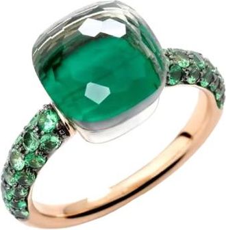 POMELLATO Green Malachite/Rose Gold Nudo Ring