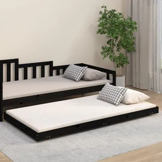 vidaXL Estructura De Cama Madera Maciza De Pino Negro 100x200 Cm Vidaxl