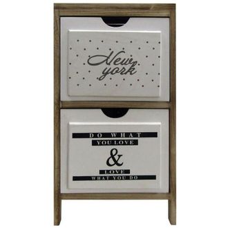 Mobili Rebecca Rebecca Mobili Comodino Mobile Bagno 2 Cassetti Moderno Legno Bianco 61x30x24