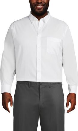 Lands End No Iron Supima Cotton Pinpoint Buttondown Collar Dress Shirt in White at Nordstrom, Size 16.5 - 34