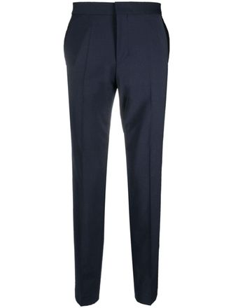 HUGO BOSS tapered-leg chino trousers - men - Virgin Wool/Polyester/Elastane/Viscose - 46 - Blue