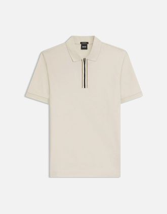 HUGO BOSS Mens H-Paras 65 Zip-Placket Polo Shirt - White - Size: 44