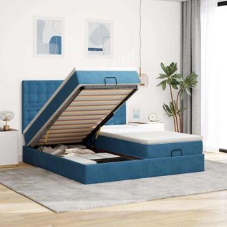 vidaXL Vidaxl - Estructura De Cama Otomana Colchones Terciopelo Azul Oscuro