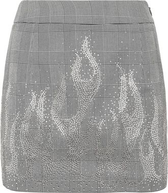 Philipp Plein Mini Rok Flame - Dames - Korte rokken - Zwart - L - Polyester - Rokken