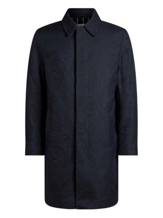 Etro patterned-jacquard coat - men - Fabric - XXXL - Blue
