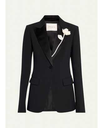 Lafayette 148 New York Floral Applique Peak-Lapel Blazer