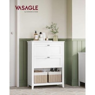 Vasagle Vasagle - Mueble de Baño, Armario de Baño, 2 Cajones con un Juego de Divisor Regulable, 2 Cestas, Aparador, 30 x 60 x 80 cm, Blanco Nube