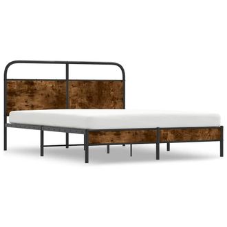 Berkfield Home Elegant Bed Frame Without Mattress 150x200 cm Smoked Oak Engineer in Brown