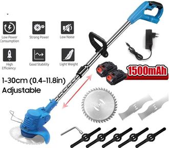 Elle Desbrozadora Inal&aacute;mbrica De 21 V Con 2 Bater&iacute;as De 1500 Mah - Motor De Cobre - Eje Telesc&oacute;pico - Para Un Corte Preciso De C&eacute;sped Y Arbustos - 2 Bater&iacute;