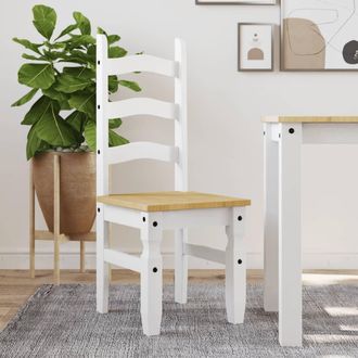 vidaXL Vidaxl - Sillas De Comedor Corona 2 Uds Madera Pino Blanco 42x47x107 Cm