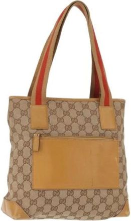 Gucci Pre-owned Tote Bags, female, Beige, Size: ONE SIZE Pre-owned Canvas gucci-bags