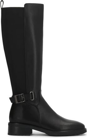Kazar Platte laarzen met elastische inzet - Dames - Hoge Laarzen - Zwart - 41 EU - Leer - Schoenen