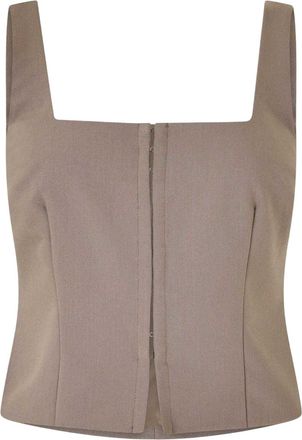 Jack Wills Damesblouse met mouwloze, vierkante halslijn en krijtstreep (Taupe)