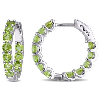 Mimi & Max 3 4/5ct TGW Peridot Inside Outside Hoop Earrings in Sterling Silver