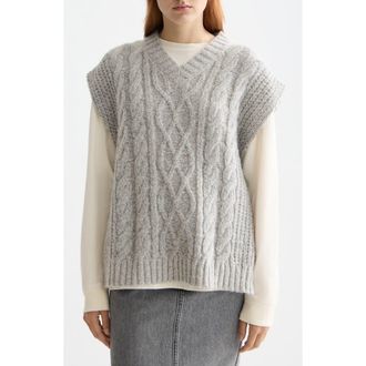 Scotch & Soda Cable Side Tie Sweater Vest in Light Grey Melange at Nordstrom, Size X-Large