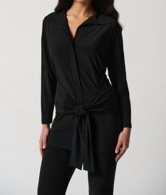 Joseph Ribkoff Silky Knit Collared Tunic In Black