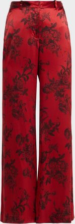 L'agence Painterly Floral Pilar Wide-Leg Pants