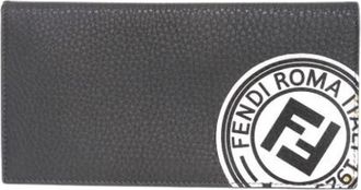 Fendi Pre-owned Logo Stamp Calf Leather Long Wallet - Dames - Vintage Accessoires - Grijs - ONE Size - Leer - Vintage