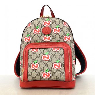 Gucci Beige Red Color Pvc Backpack (Pre-Owned)