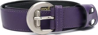 Versace 1970s leather buckle belt - women - Leather/Metal - 60 - Purple