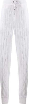 Brunello Cucinelli Kabelgebreide broek - Dames - Broeken - Wit - Maat: M Katoen