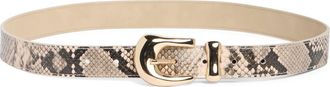 Steve Madden Snakeskin Embossed Faux Leather Belt in Cream at Nordstrom Rack, Size X-Large