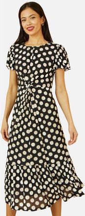 Yumi Velvet Twist Waist Midi Dress in Black at Nordstrom, Size 10