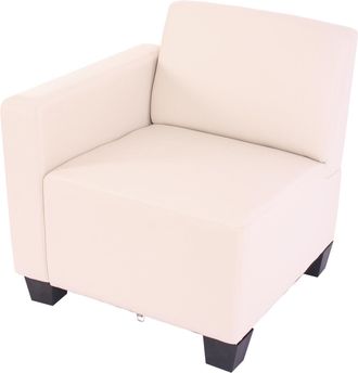 Hhg Hhg - Nunca Usado] Panel Lateral Modular Izquierdo, Sill&oacute;n Con Reposabrazos Lyon, Polipiel, Crema