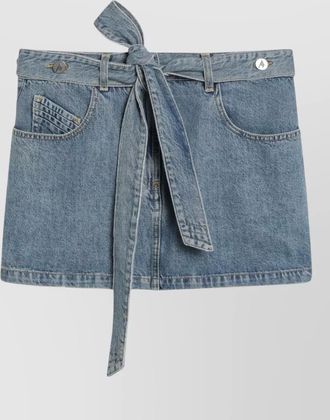 The Attico denim mini skirt with pockets and belt