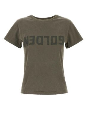 Tシャツ・カットソー GOLDEN GOOSE Woman Polo Shirt Green GWP02200P00188835913 Women's green cropped polo sweatshirt with print