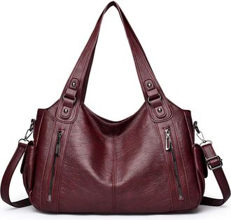 Generic Y2k Retro Slouchy Hobo Bag Vegan Leather Crossbody Satchel Bag Multi Pockets Fashionable City Bags For Everyday & Party Use(Burgundy)
