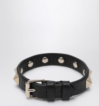 Valentino Black leather Rockstud bracelet