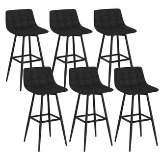 IDMarket Set Di 6 Sgabelli Da Bar Mady In Velluto Nero