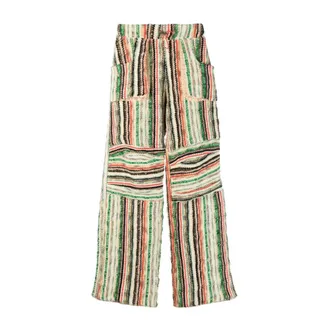 Vitelli Wide Trousers, male, Multicolor, Size: S Stripe-Print Cotton-Blend Trousers