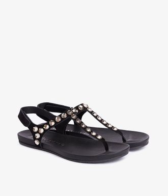 Pedro Garcia Thong sandal with Swarovski crystals in black suede |Judith | Essentials collection | PEDRO GARCIA