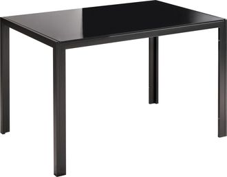 Beliani Tavolo Da Pranzo Moderno In Vetro Temperato Nero Piano In Metallo Gambe Dritte Loft Nero Lavos